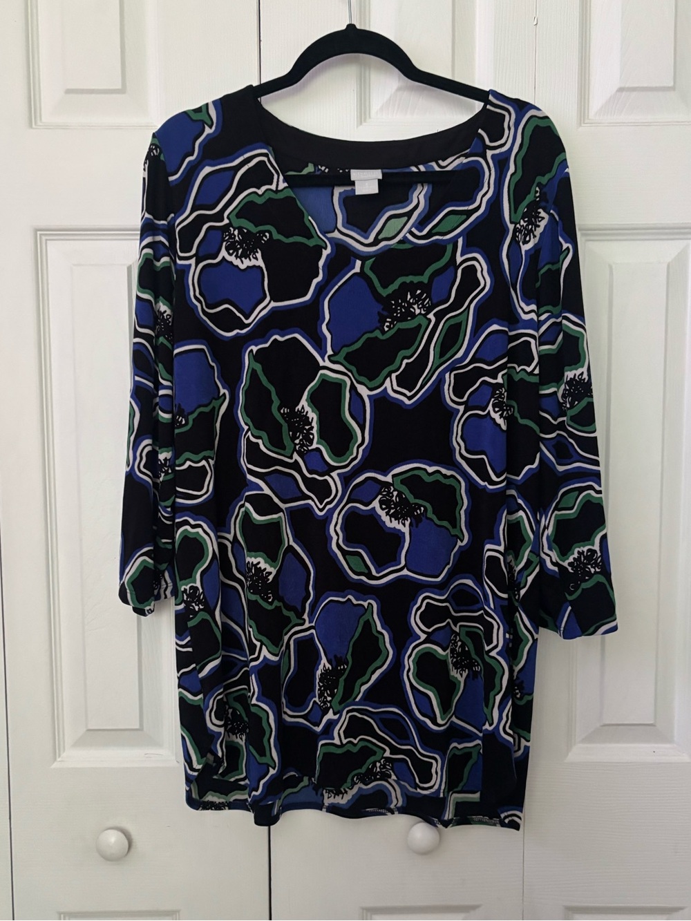 Chico's Blue & Green Abstract Floral Tunic